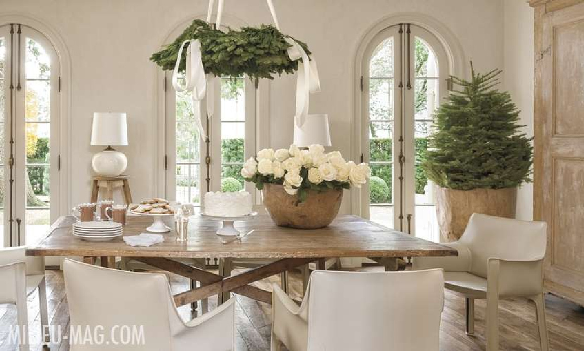 Elegant White Modern French Christmas Home: MILIEU'S Pamela Pierce