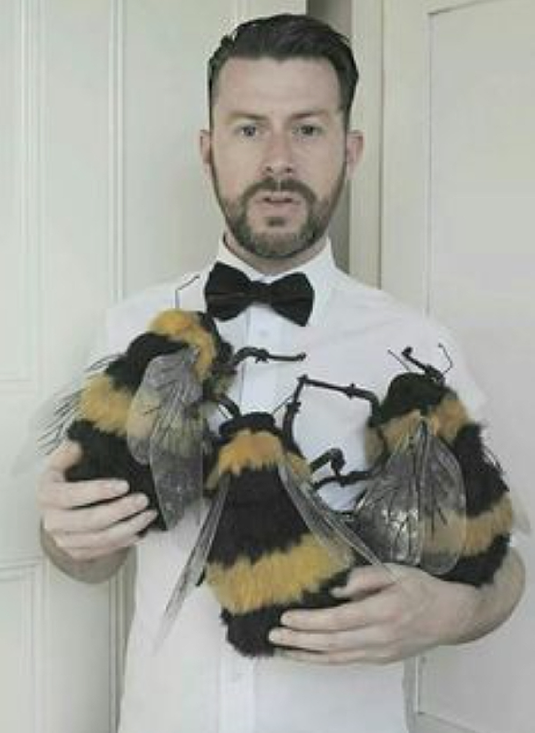Mister Finch with his amazing bumblebee sculptures. #misterfinch #textileartist #bumblebees