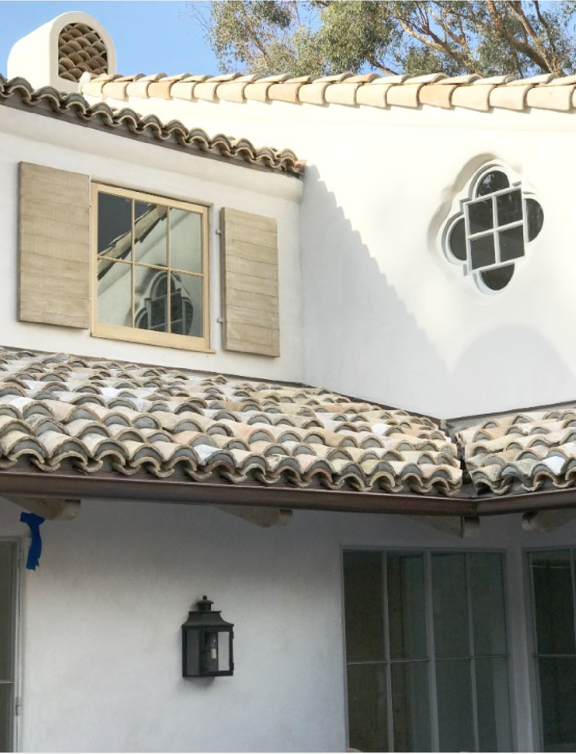 Facade - Steve Giannetti designed modern Mediterranean Malibu home with white oak, natural finishes, limestone, and Old World style. #giannettihome #patinastyle #patinahomes