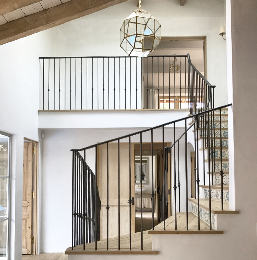 Staircase - Steve Giannetti designed modern Mediterranean Malibu home with white oak, natural finishes, limestone, and Old World style. #giannettihome #patinastyle #patinahomes