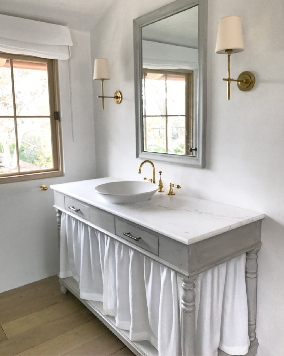 Bathroom - Steve Giannetti designed modern Mediterranean Malibu home with white oak, natural finishes, limestone, and Old World style. #giannettihome #patinastyle #patinahomes