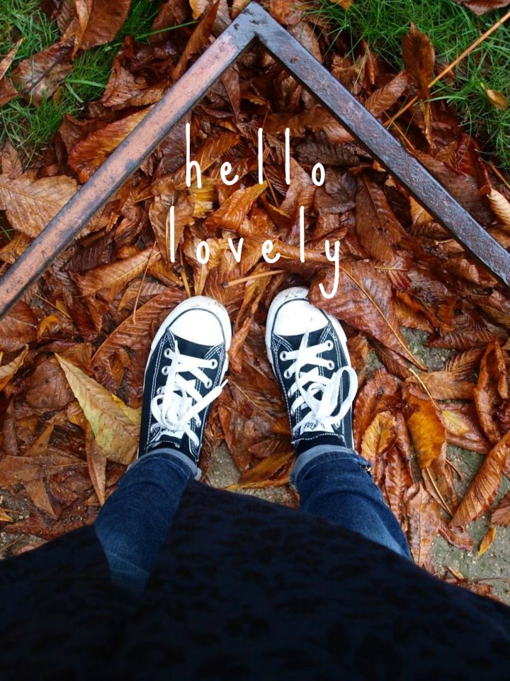 Converse in fallen red leaves in a Paris park. Hello Lovely Studio. Come get Inspiring Autumn Feels From Instagrammers to Follow + Encouragement Quotes!