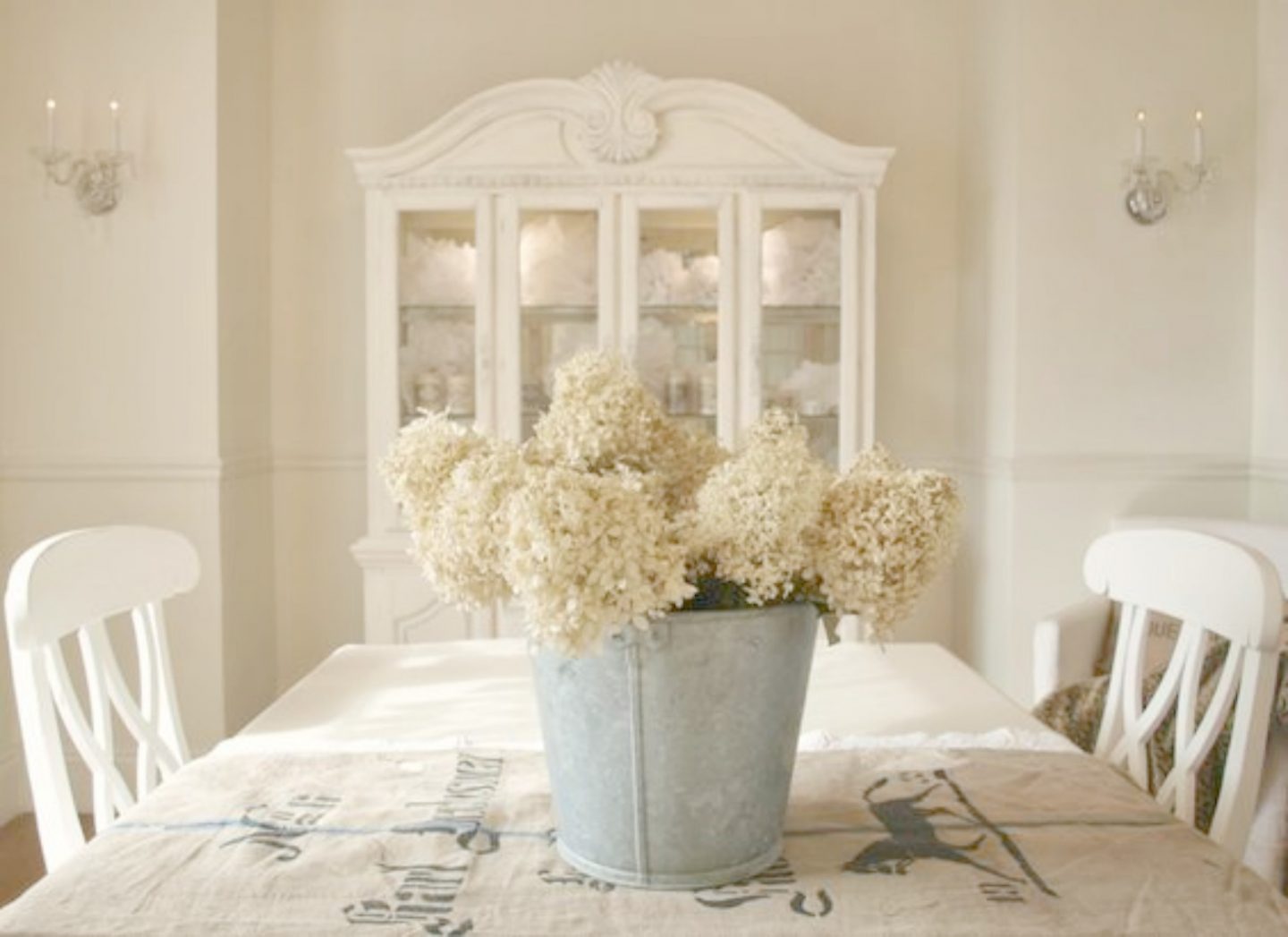 French Nordic white dining room. Hello Lovely Studio.