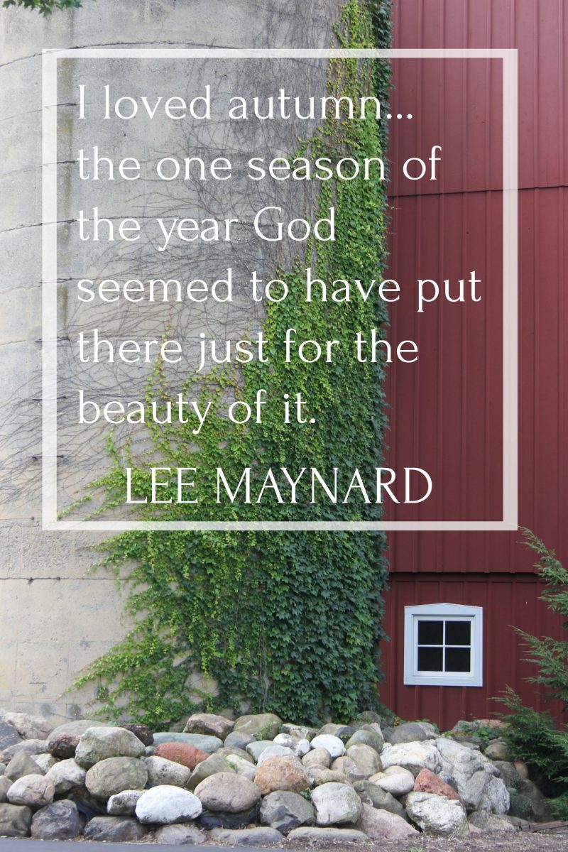 Quote about autumn and red barn by 
Hello Lovely Studio