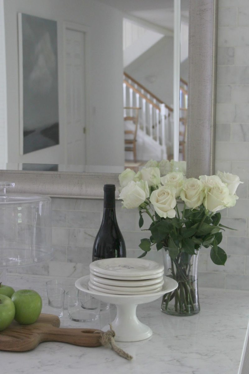 White modern farmhouse kitchen by Hello Lovely Studio