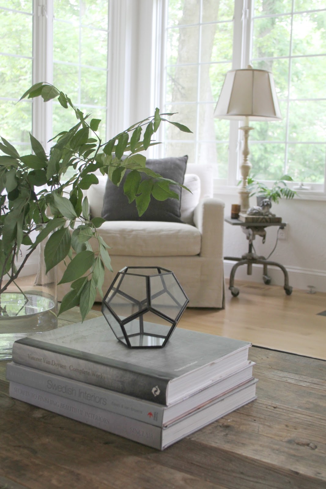 French inspired and European country informed, this cozy living room with Belgian linen is simple and serene - Hello Lovely Studio.