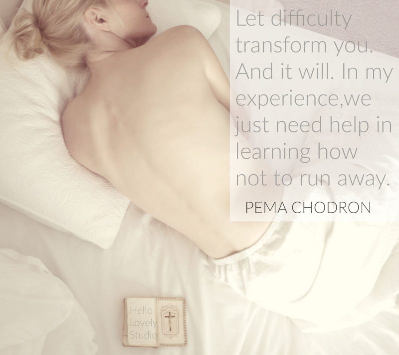 Michele of Hello Lovely Studio and #PemaChodron quote about difficulty and transformation #inspiringquote