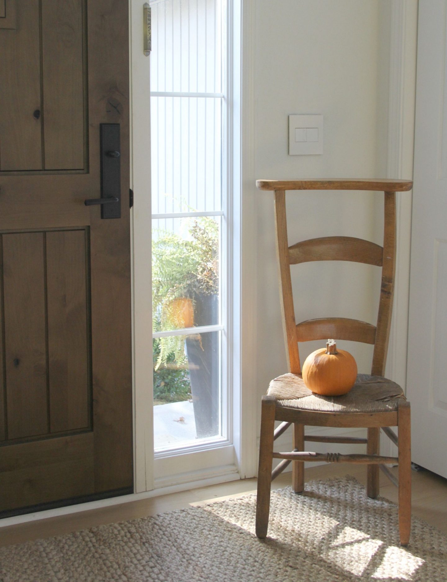 French prayer chair with orange fall pumpkin my entry - Hello Lovely Studio. Pretty Pumpkin Decor and Recipes [in case you're ready to FALL in Love With Autumn].