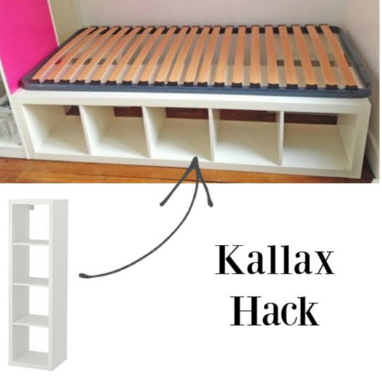 Kallax hack for a platform bed. #kallaxhacks #ikeahack #platformbed #kallax #bedroomdesign #diy