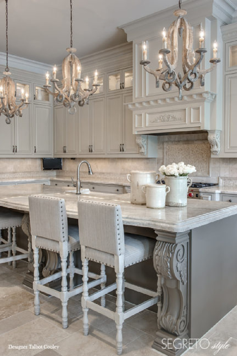 Kitchen with Segreto Finishes (beautiful wall colors and plaster) in a lovely designed room in Leslie Sinclair's book. #plasterwalls #segretofinishes #frenchcountry