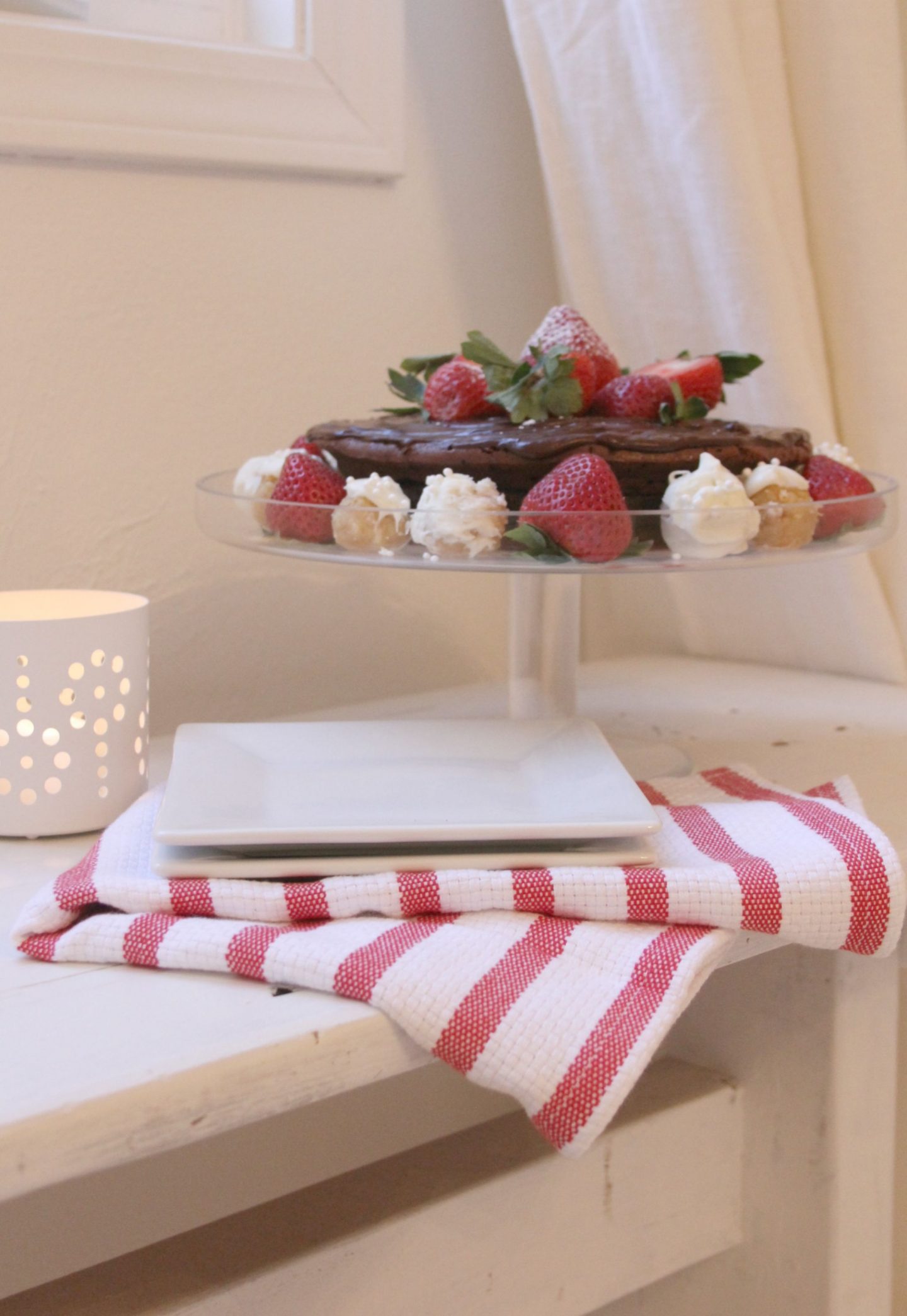 Chocolate cake with strawberries and sugar cookie truffles by Hello Lovely Studio