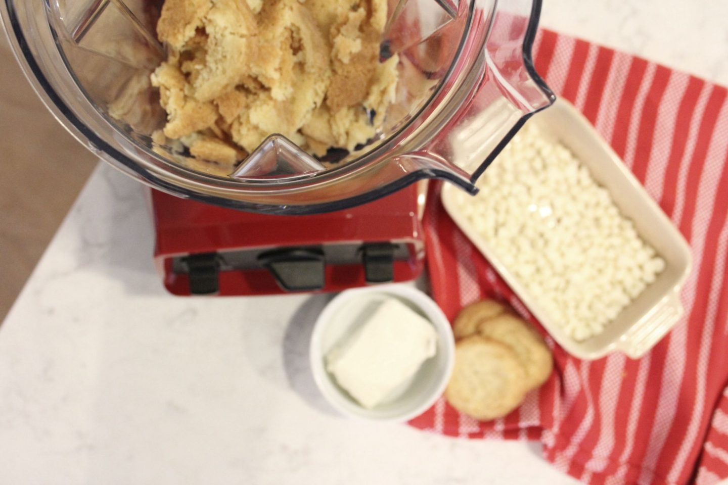 Sugar cookies in red vitamix blender - Hello Lovely Studio