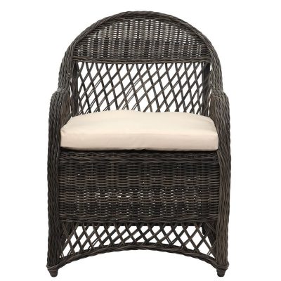 Rattan chair with ivory cushion