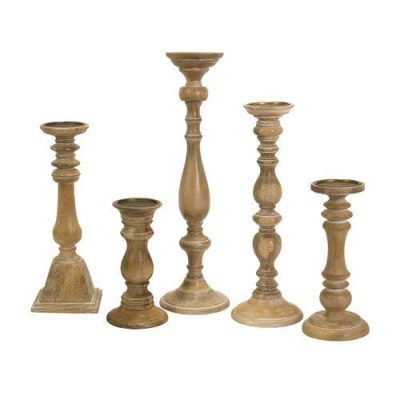 Wood Candleholder Set