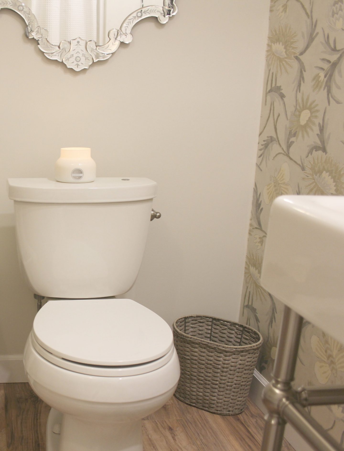 Come tour our new light, bright, and functional bathroom we built DIY style in a dark basement. #beforeandafter #renovation #bathroomdesign