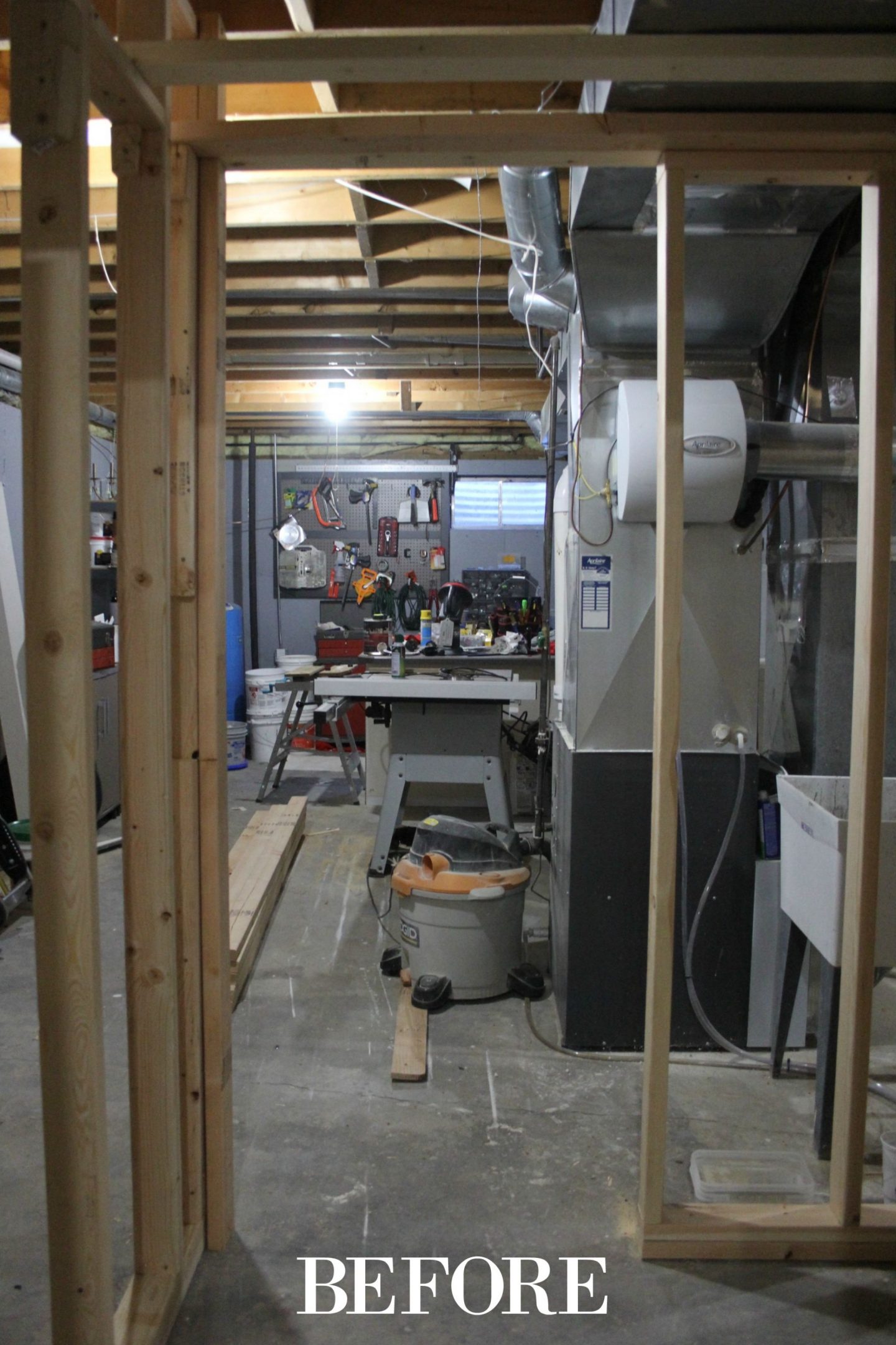 DIY bathroom project...We borrowed raw, unfinished, storage space in a dark basement to create a new, spa-like, classic bathroom! #beforeandafter #bathroomdesign #DIYbathroom #classicbathroom