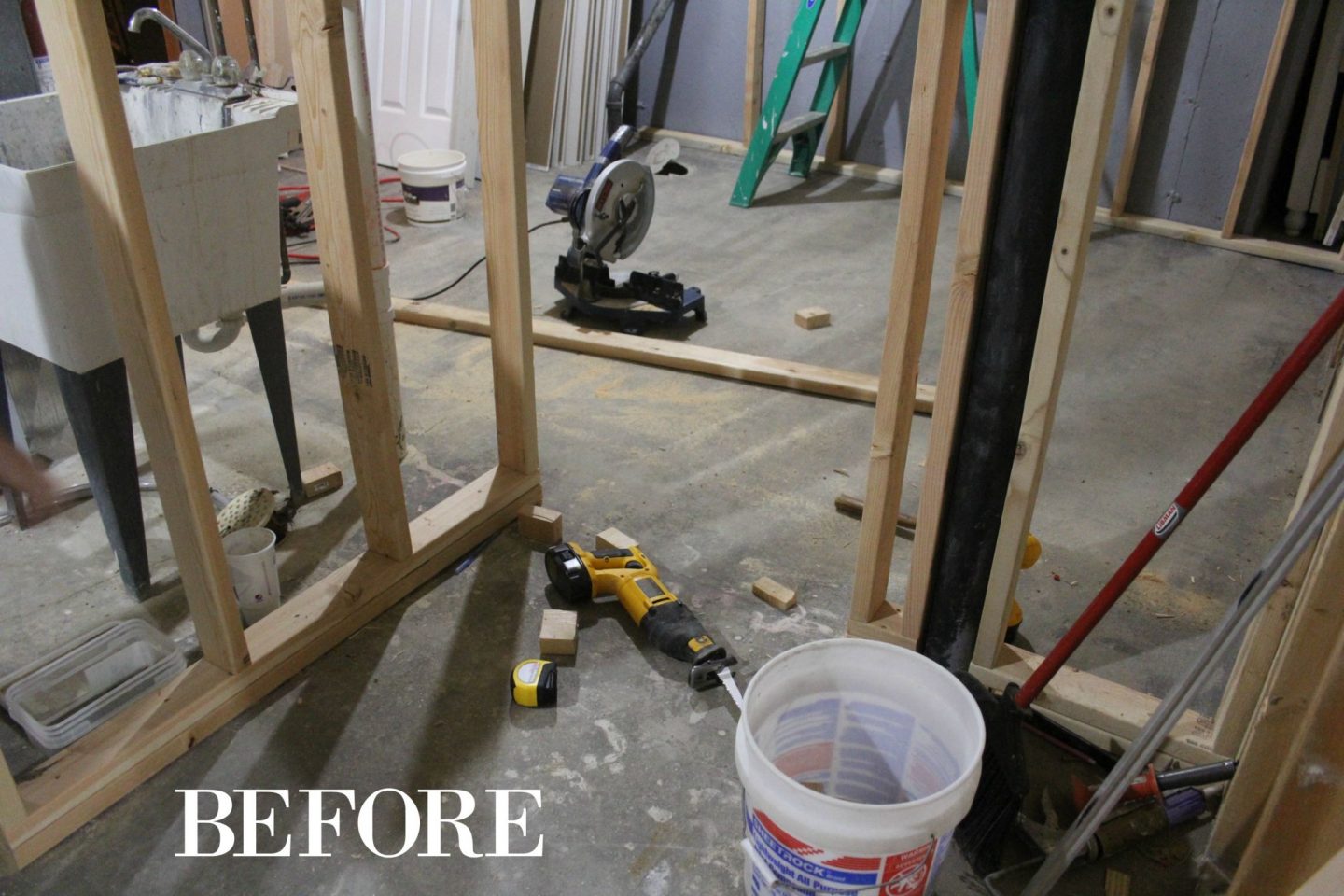 A DIY bathroom we created from scratch in our dark unfinished basement! #DIYhome #beforeandafter #bathroomdesign