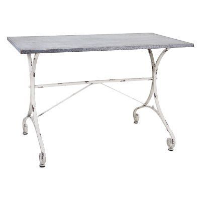 Galvanized console table with French country style. Come explore ideas for a French farmhouse living room!