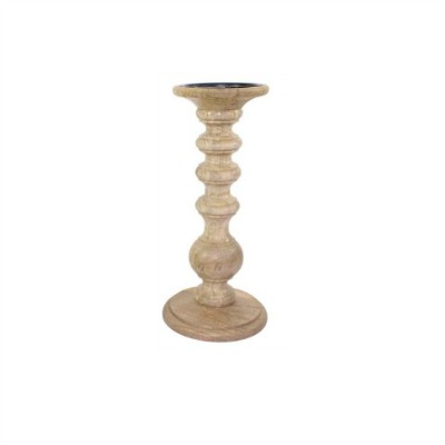 Hosley turned wood pillar candleholder candlestick