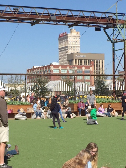 Magnolia Market at the Silos in Waco - the outdoor turf area. #waco #fixerupper #silos #magnoliamarket