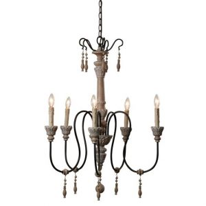 French Country Wood Chandelier