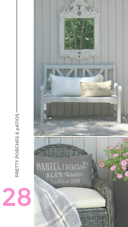 28 Pretty Porches and Patios to inspire. #porches #patios #outdoorliving #decorating