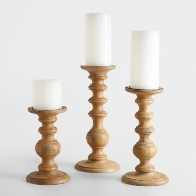 Turned Wood Candle Holders.