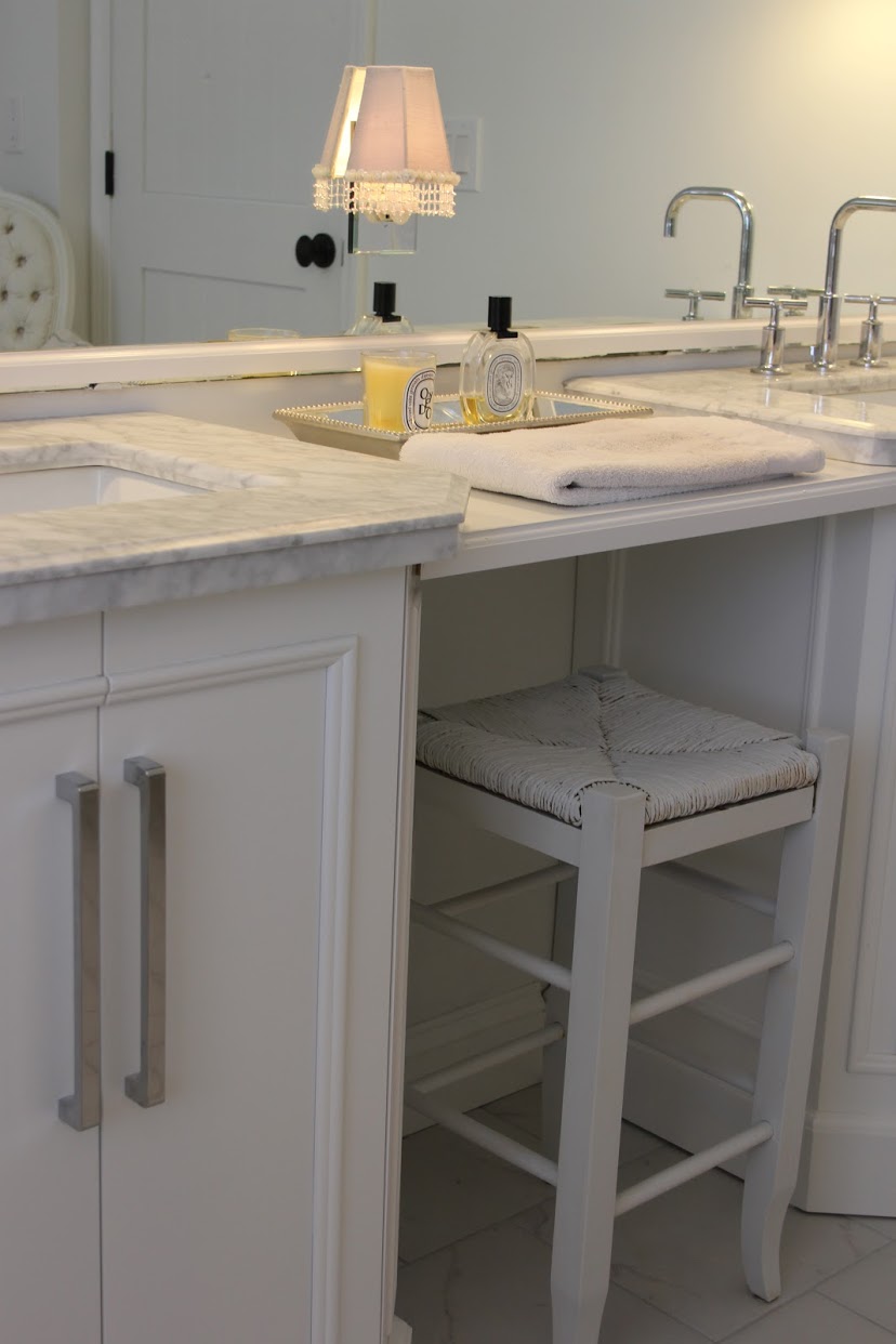 White classic bathroom vanity. Hello Lovely Studio.