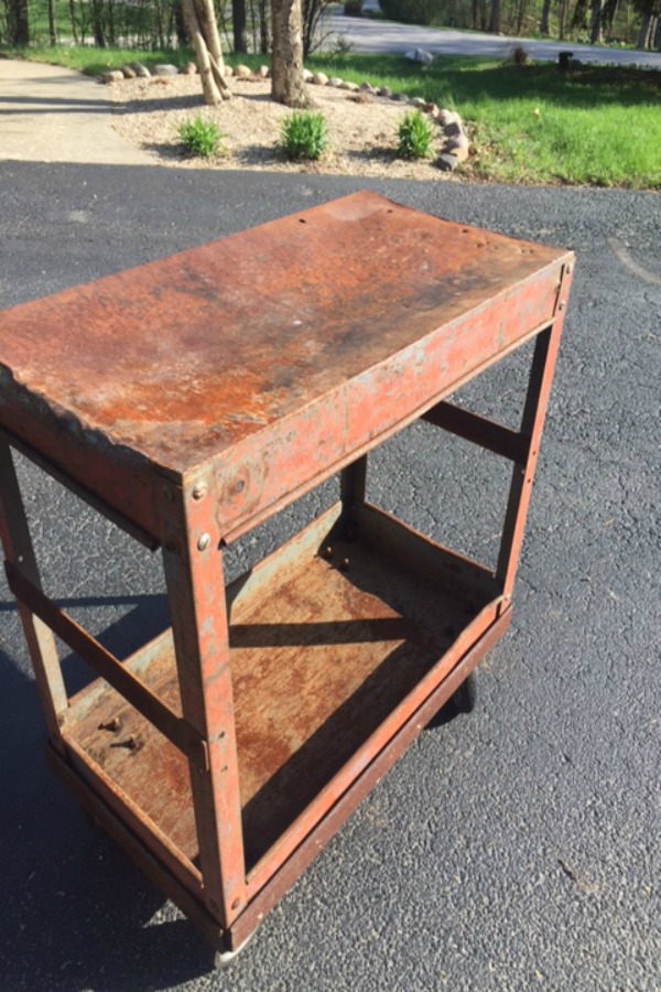 Steel industrial cart on casters before I transformed it DIY style. #hellolovelystudio #diy #steelcart