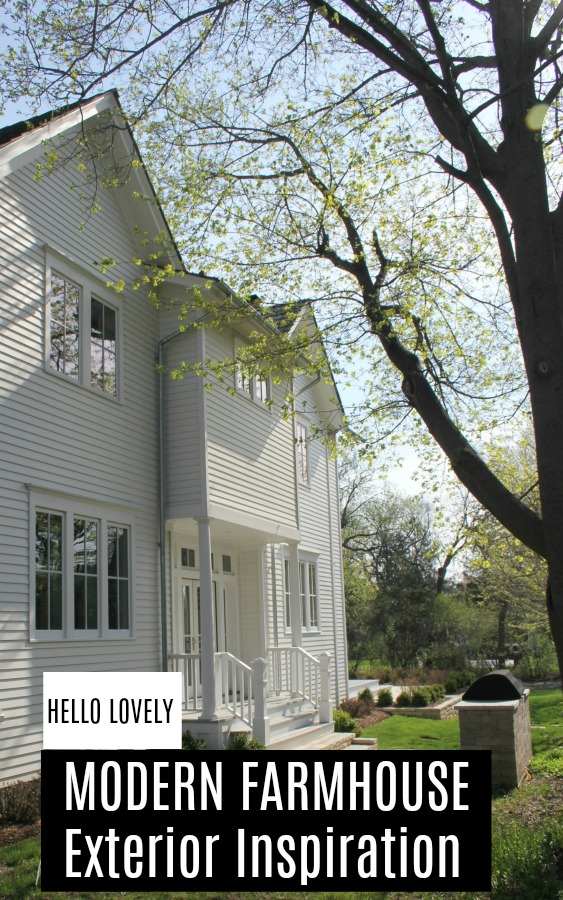 Modern farmhouse exterior inspiration on Hello Lovely Studio. See architectural details and beautiful examples of a modern farmhouse exterior with white cedar planking and board and batten. #modernfarmhouse #exterior #farmhousedesign #farmhouseexterior #farmhousearchitecture