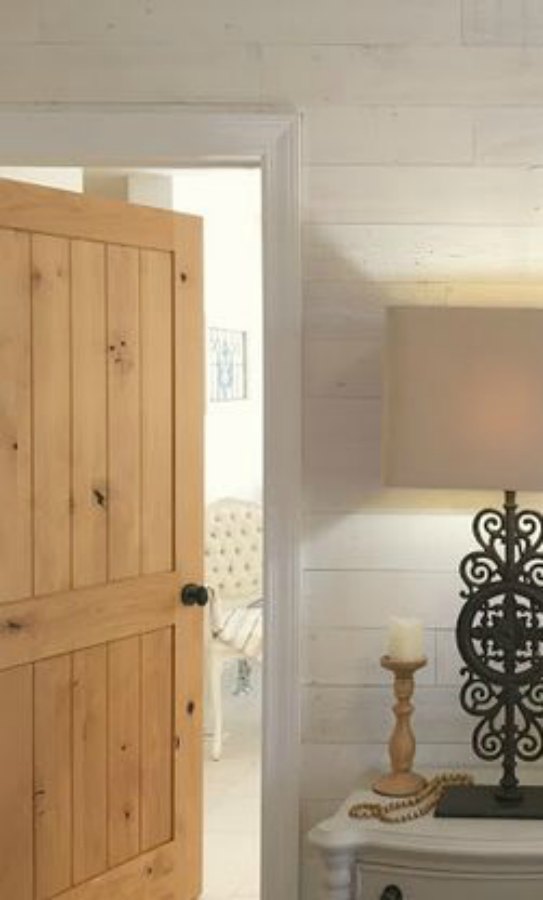 Stikwood wood planks (Hamptons) on wall of European country inspired serene bedroom. Come see more of my home in Hello Lovely House Tour in July. #hellolovelystudio #timeless #tranquil #interiordesign #europeancountry #europeanfarmhouse #simpledecor #serenedecor