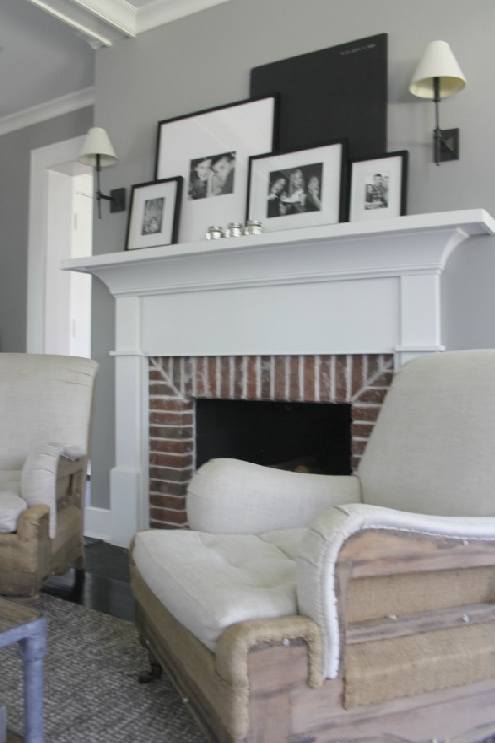 Deconstructed Belgian style RH armchair with linen and burlap - Hello Lovely Studio..