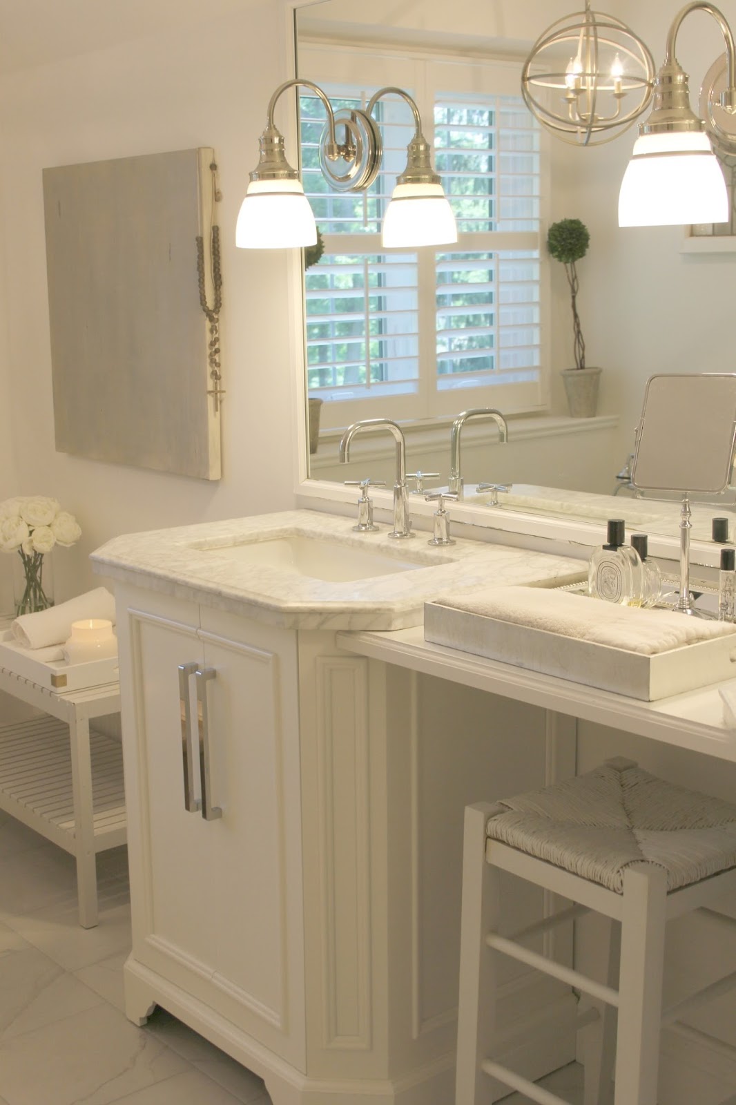 White bathroom vanity. Hello Lovely Studio.