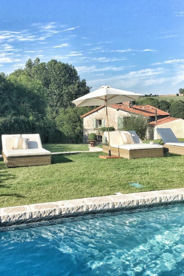 Pool at a French farmhouse by Vivi et Margot. #vivietmargot #frenchfarmhouse #pool