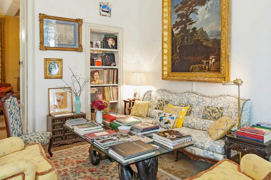 Living room. Rustic and elegant: Provençal home, European farmhouse, French farmhouse, and French country design inspiration from Chateau Mireille. Photo: Haven In. South of France 18th century Provence Villa luxury vacation rental near St-Rémy-de-Provence.