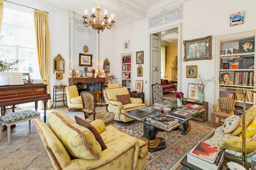 Living Room. Rustic and elegant: Provençal home, European farmhouse, French farmhouse, and French country design inspiration from Chateau Mireille. Photo: Haven In. South of France 18th century Provence Villa luxury vacation rental near St-Rémy-de-Provence.