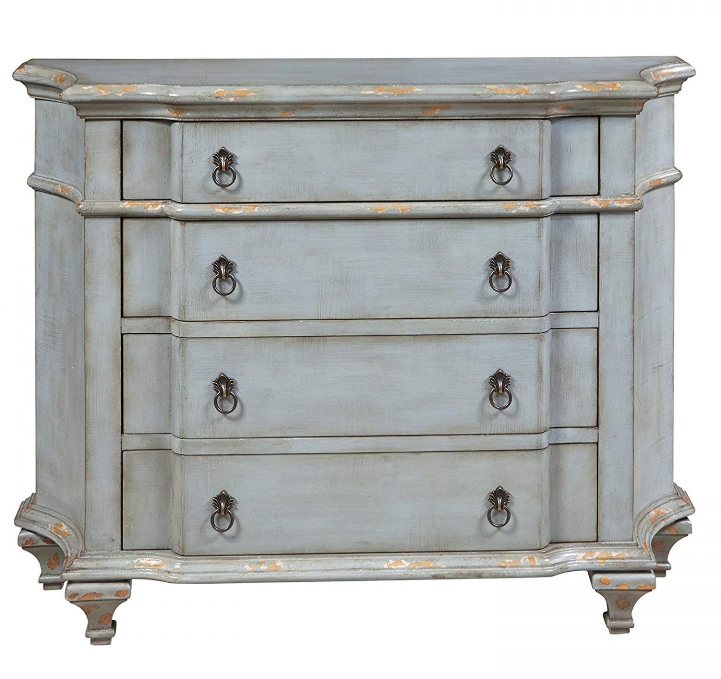 French Blue Antiqued 4-Drawer Cabinet
