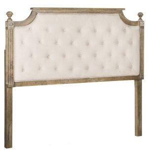 French country tufted headboard with distressed wood finish. #frenchcountry #bedroomdecor #headboards #furniture