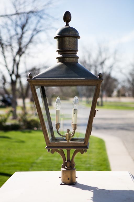 Brass exterior lantern. Modern Chic Home in the Southwest. E&A Builders. Pinnacle Conceptions. Jaimee Rose Interiors. #modern #French #housedesign #luxuryhome