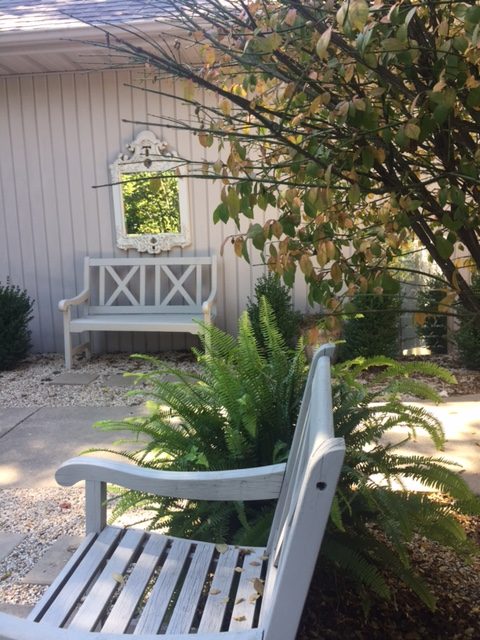 My French inspired courtyard in fall. Fall leaves and inspiration for savoring the season. Visit 9 Lovely Ways to Savor Autumn Beauty for more beauty from the avenues of Paris to the American prairie. #hellolovelystudio #fallinspiration #autumn #ideas