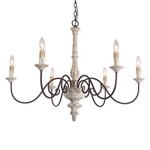 Distressed white French country chandelier