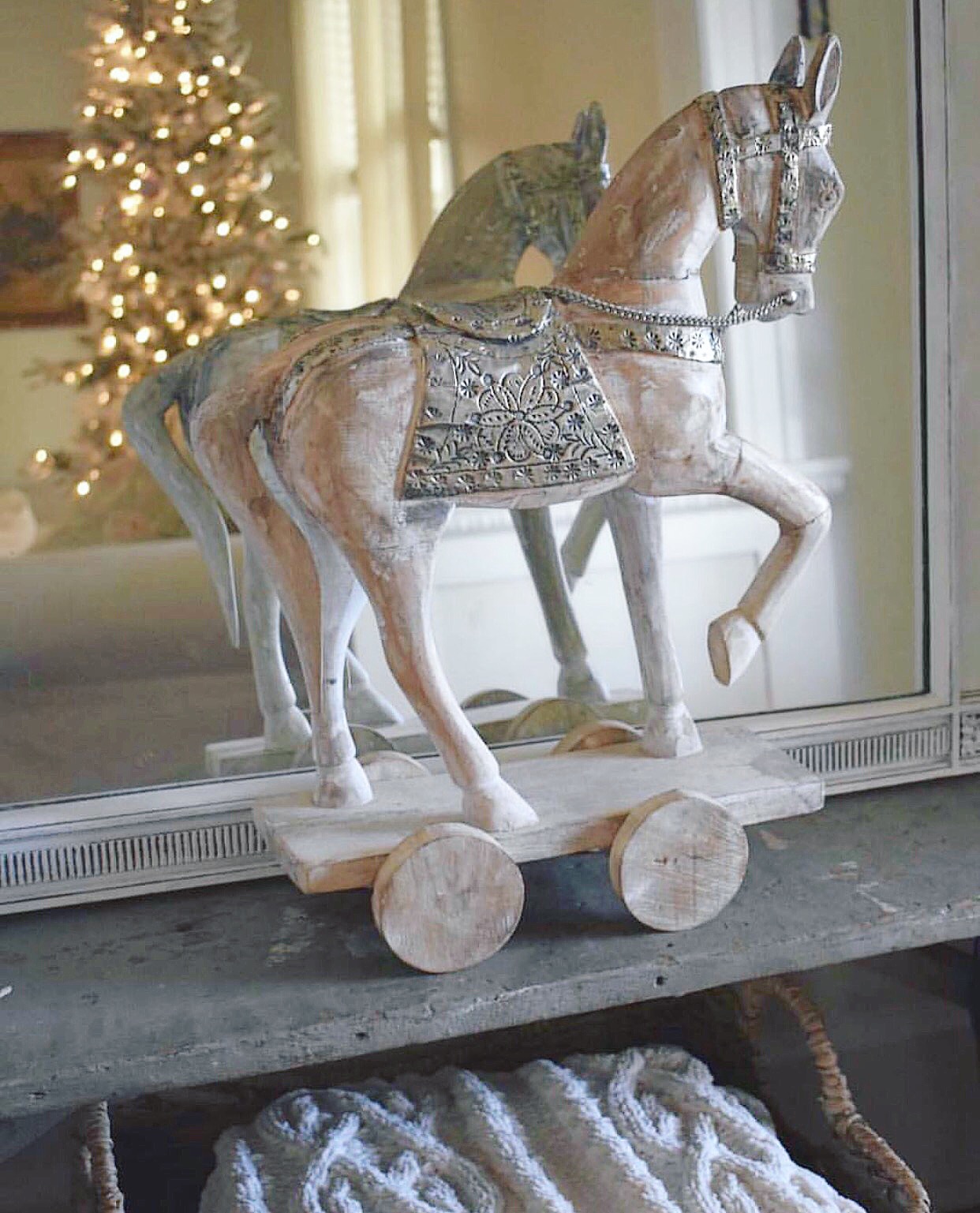 French Country Christmas Decorating Inspiration from Corner French Cottage! Come see more of the house tour! #frenchcountry #interiordesign #christmasdecor #shabbychic