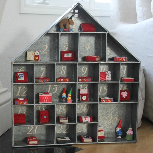 Galvanized advent calendar house by Hello Lovely Studio.