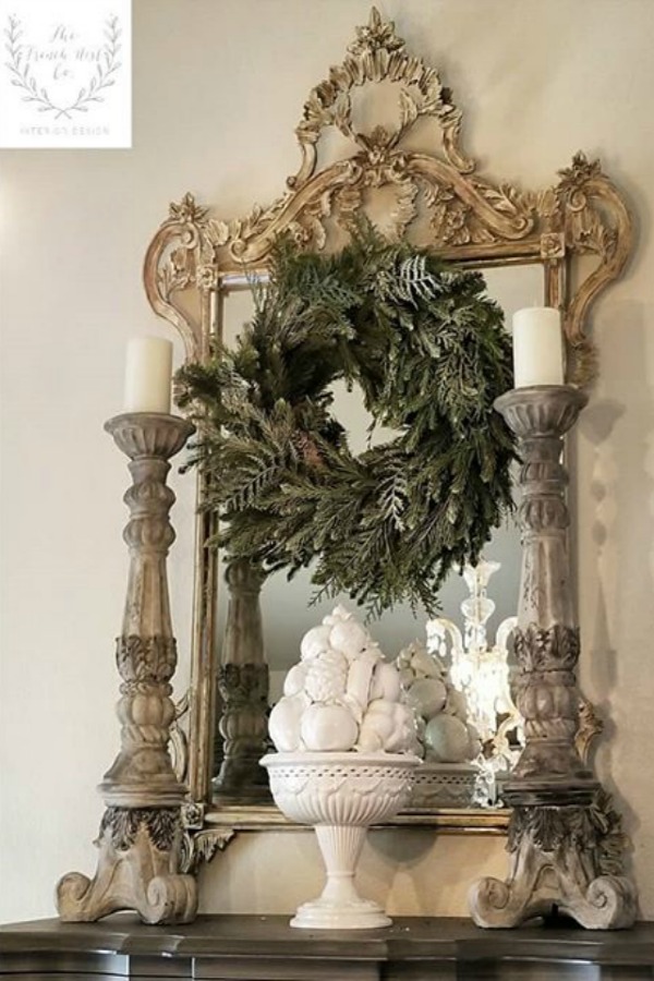 French Christmas decorating ideas from an amazing house tour of country French design from The French Nest Co. #christmasdecor #frenchcountry #frenchfarmhouse #frenchchristmas #whitedecor