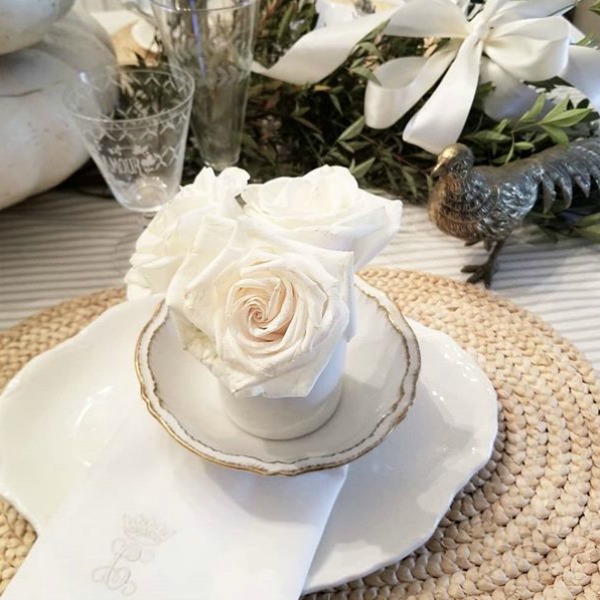 Beautiful French Country romantic placesetting by The French Nest Co Interior Design.