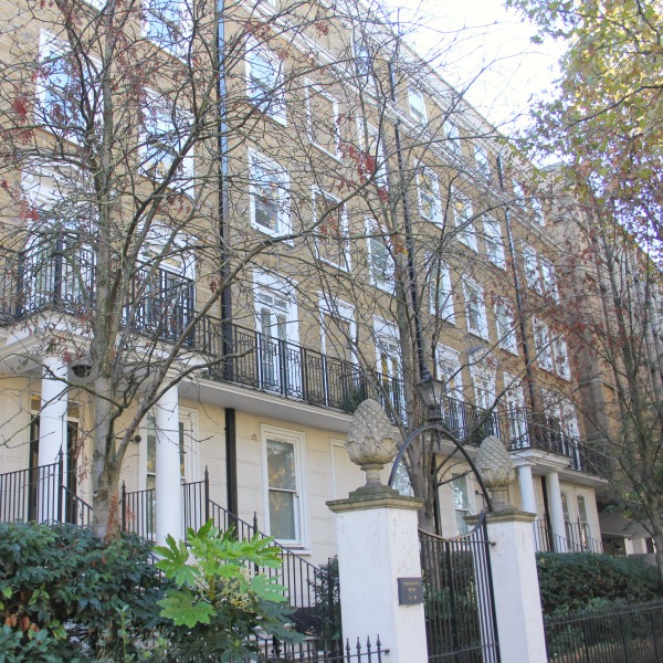 Beautiful brick exterior of Holland Park apartment we rented in London. Hello Lovely Studio.