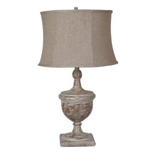 French country distressed white lamp