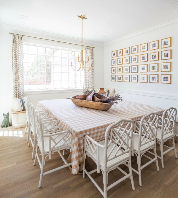 Traditional style breakfast dining area in a beautiful kitchen by The Fox Group. Classic coastal style white kitchen reminiscent of Something's Gotta Give kitchen!