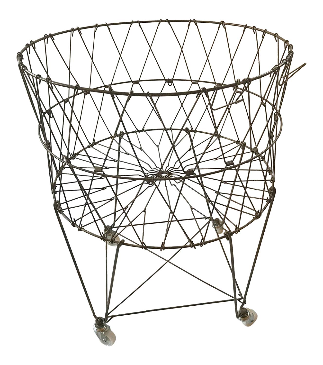 French Laundry Basket - a vintage reproduction metal, collapsible basket for the laundry room, bedroom, toy room, or anywhere you need to corral linens, toys, or storage.