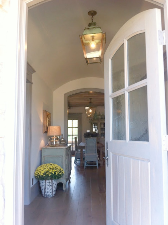 Front entrance. Breathtaking French cottage in Utah by Desiree Ashworth of Decor de Provence. French country interior design inspiration awaits in this house tour with rustic decor, Gustavian influences, and European country charm! #frenchcottage #frenchcountry #interiordesign